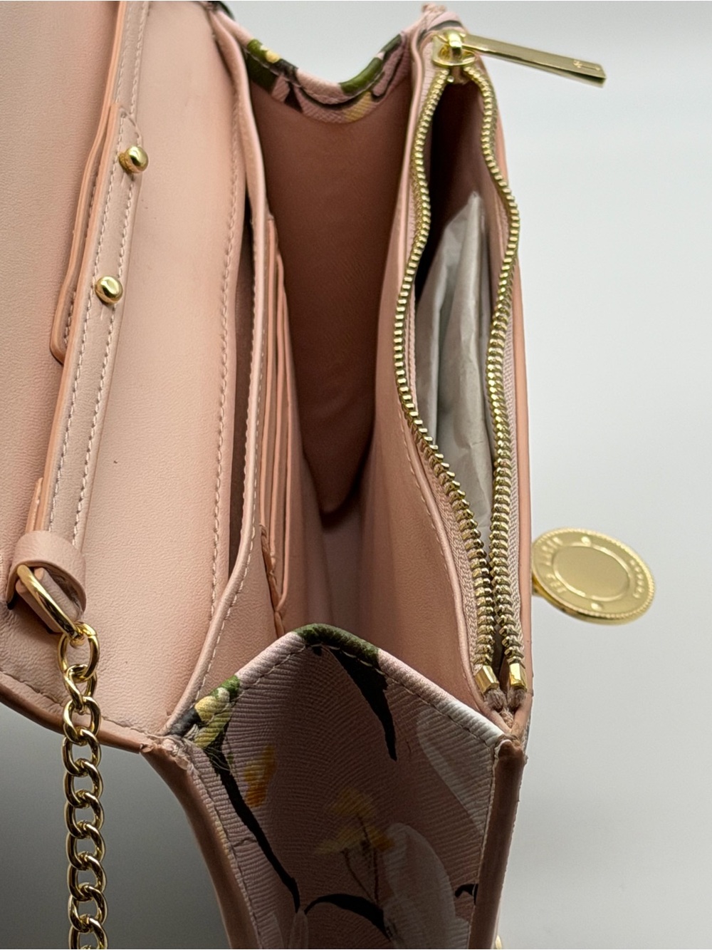 NWT Ted Baker London Pink Floral Chain Shoulder Bag - Picture 6 of 8